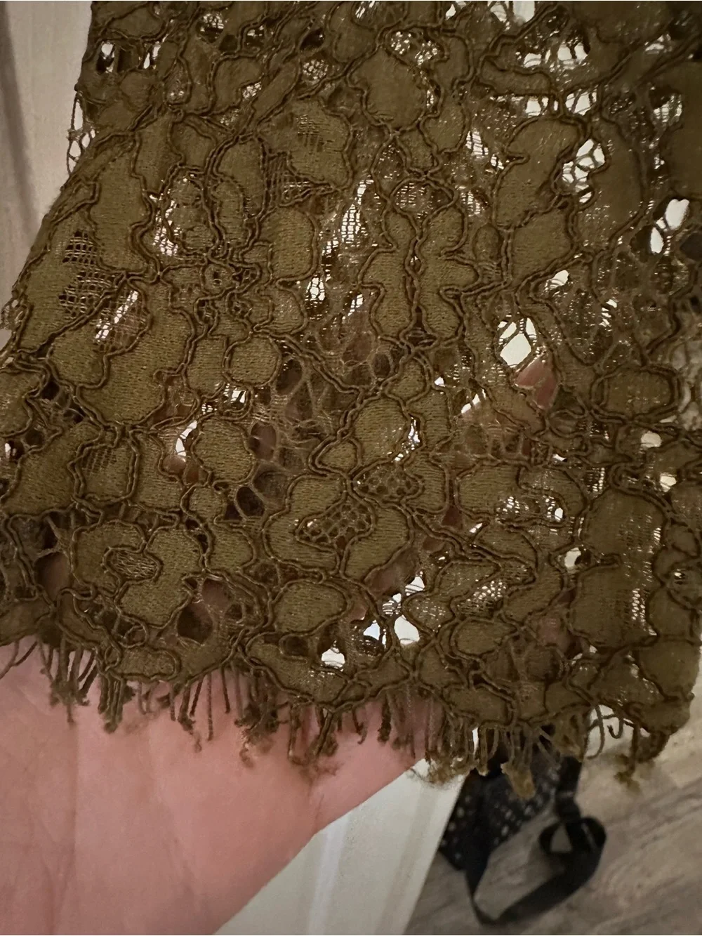J. Crew Olive Lace Long-Sleeve Crochet Blouse